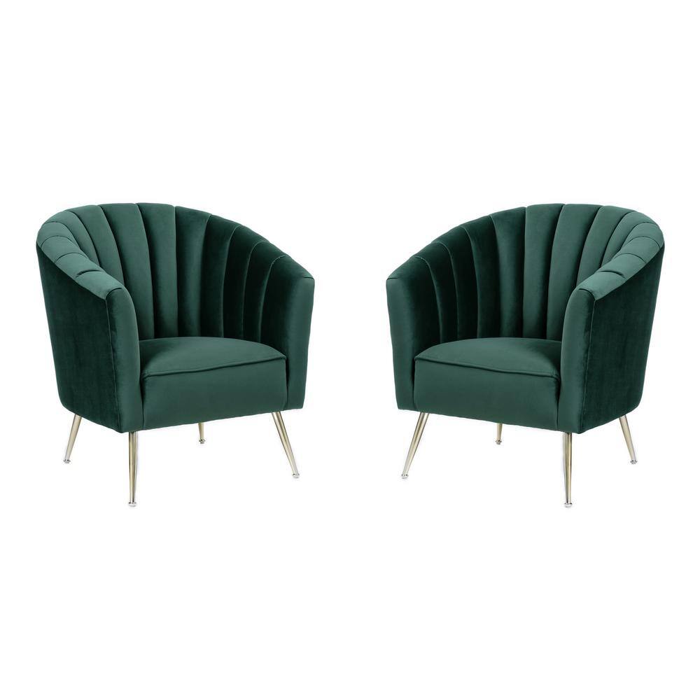 Manhattan Comfort Rosemont Green and Gold Velvet Accent Arm Chair