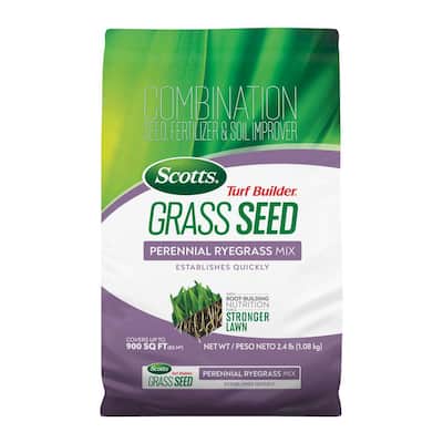 Turf Builder 2.4 lbs. Grass Seed Perennial Ryegrass Mix with Fertilizer and Soil Improver Establishes Quickly
