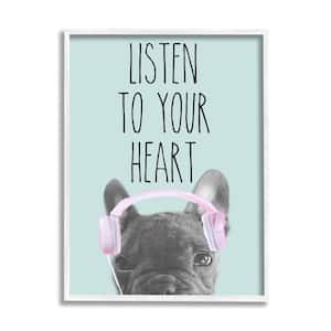 A Slate Hanging Heart Shaped French Bulldog Plaque 