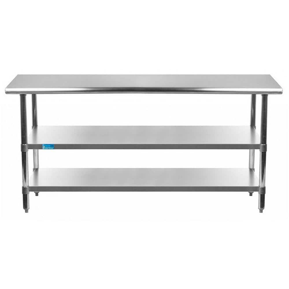 AMGOOD 30 in. x 72 in. Stainless Steel Kitchen Utility Table with 2