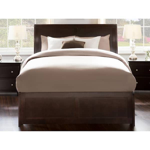 AFI Portland Espresso Full Platform Bed with Matching Foot Board with Twin Size Urban Trundle Bed