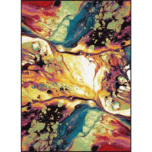 Tayse Rugs Symphony Multi-Color 5 ft. x 8 ft. Abstract Indoor Area Rug