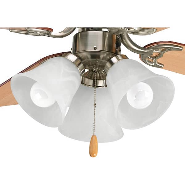 Progress Lighting Fan Light Kits Collection 3-Light Brushed Nickel Ceiling Fan Light Kit