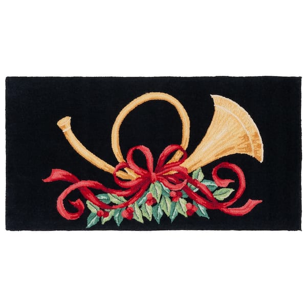 Vintage Posters 3 ft. x 5 ft. Black/Multi Floral Accent Rug