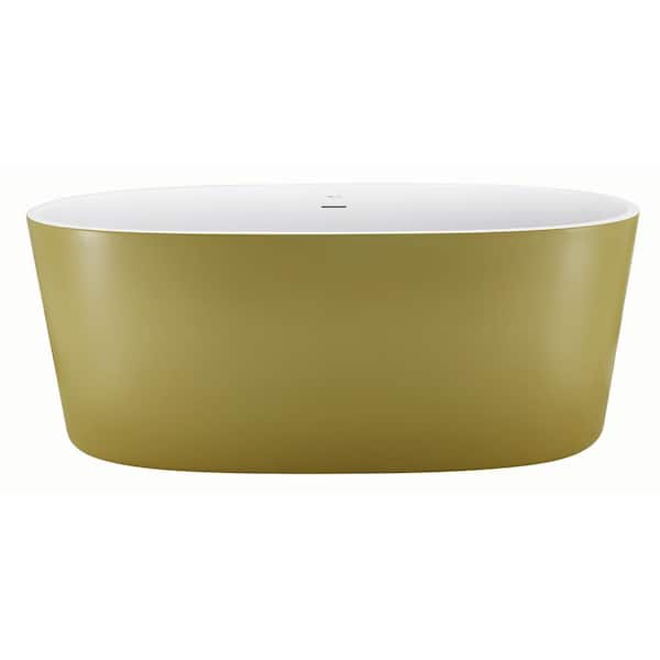 Mokleba 59 in. Acrylic Flatbottom Double Ended Non-Whirlpool Bathtub Freestanding Soaking Bathtub in Matte Gold
