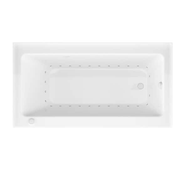 Amber Series 60 in. x 30 in. Rectangular Air Bathtub with Right Side Drain and Aromatherapy in Glossy Smooth White