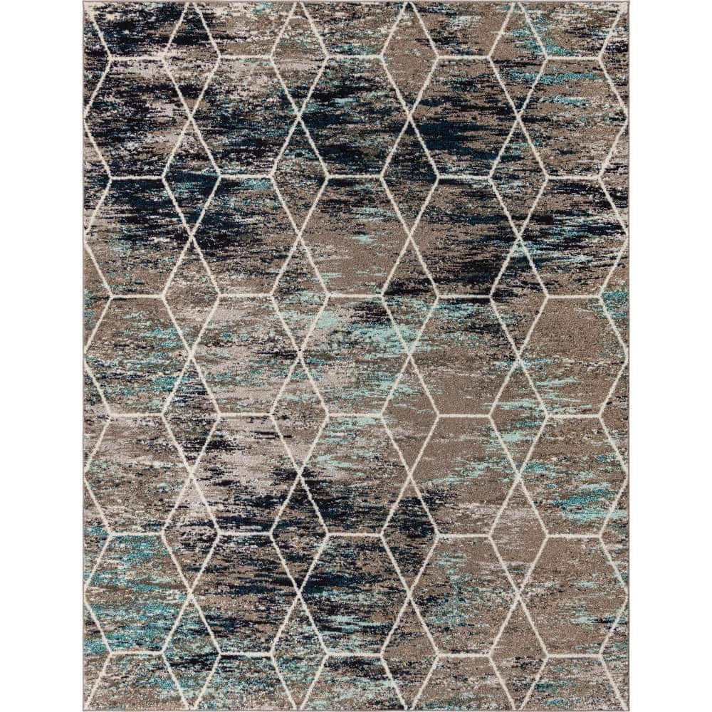 Trellis Frieze Geometric Blue Multi 8 ft. x 10 ft. Area Rug price history on PriceWatchPro