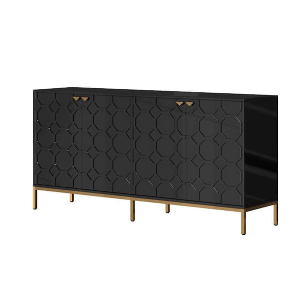 31.3 in. H 4 Door Black Locker Accent Storage Cabinet