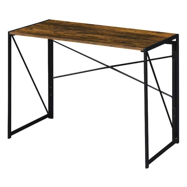 StyleWell 30 in. Rectangular Black Metal Folding Writing Desk with Grey Wood Top