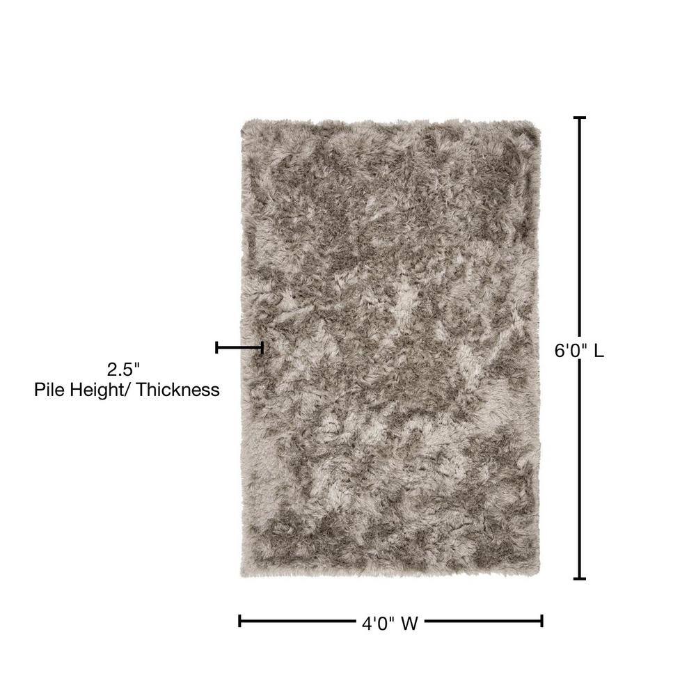 Gray Hand-Tufted Shag Synthetic 4' x 6' Area Rug