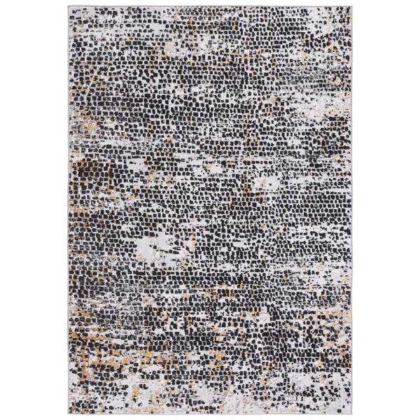 SAFAVIEH Amelia Charcoal/Gold 9 ft. x 12 ft. Abstract Gradient High-Low Distressed Area Rug