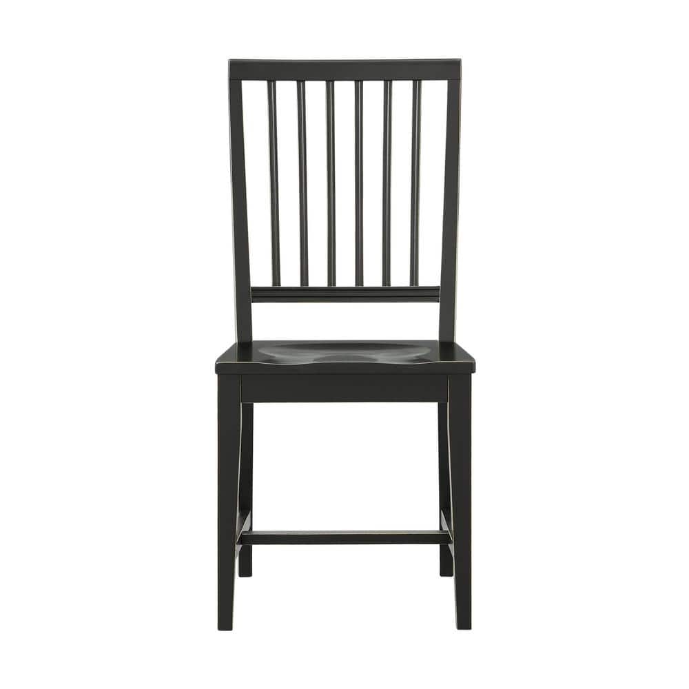 Vienna High-Back Black Rubberwood Slat Side Chairs, Set of 2