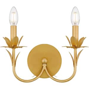 Maria 2 Light Gold Leaf Wall Sconce