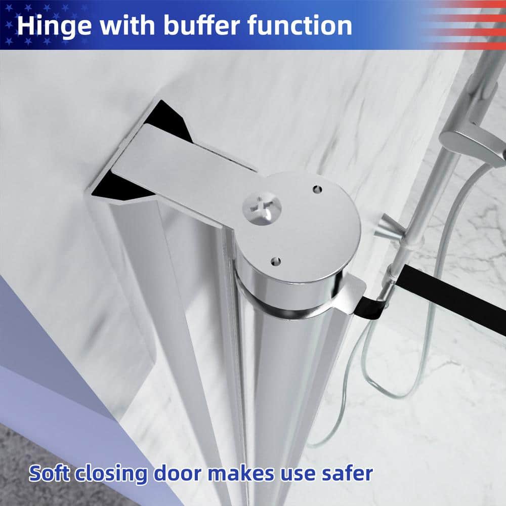 36'' x 72'' Chrome Semi-Frameless Glass Shower Door