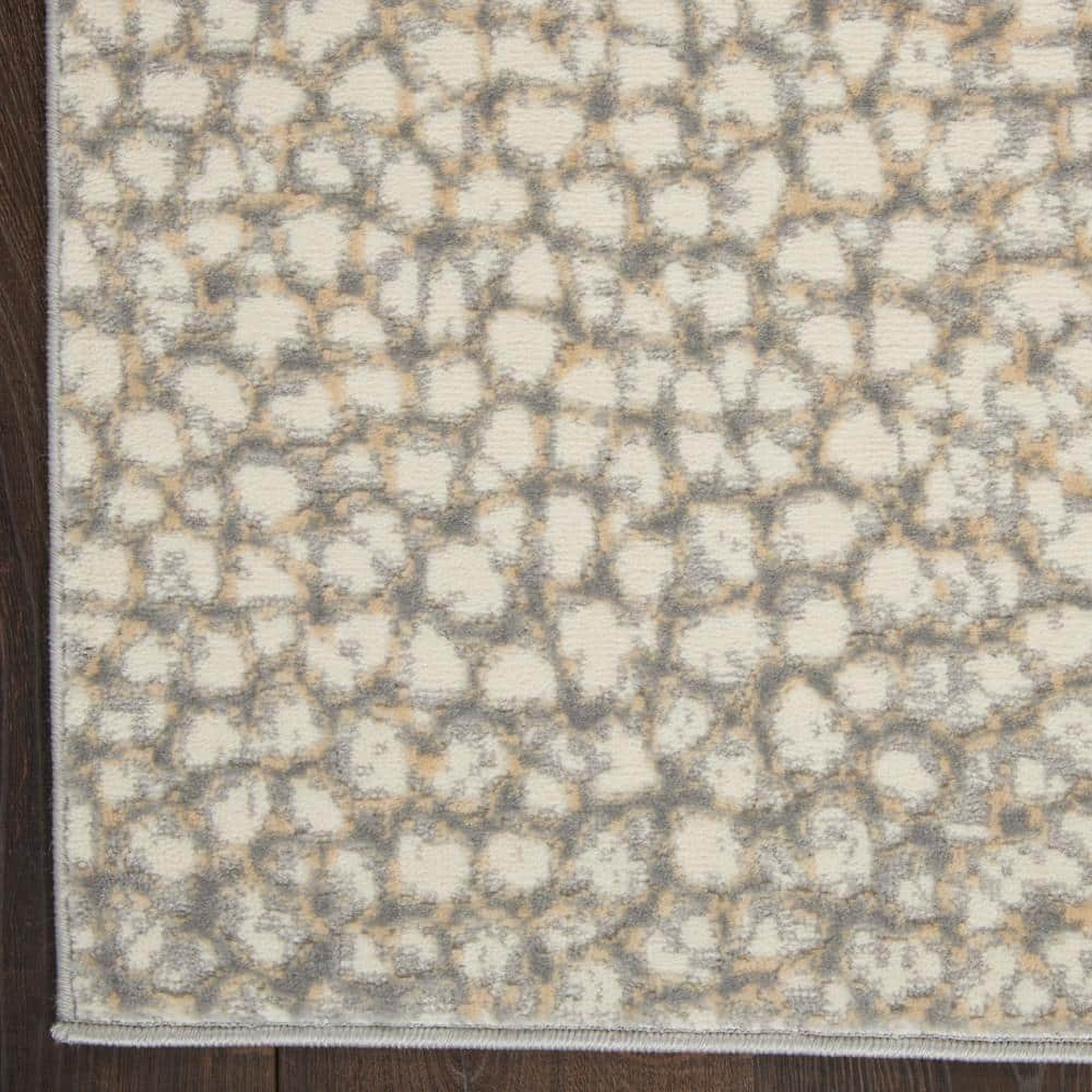 Elysian Pebble Abstract 5' x 7' Ivory/Grey Synthetic Area Rug