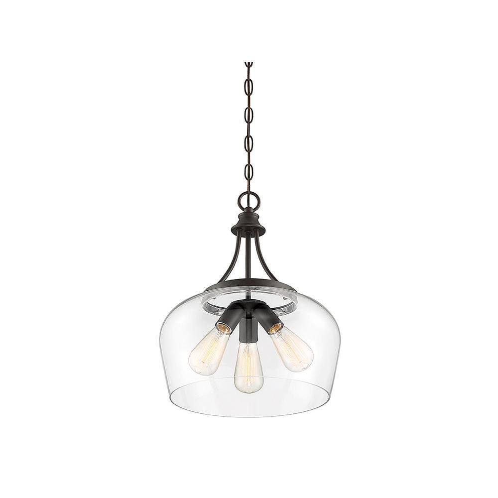 English Bronze Glass Transitional Pendant Light