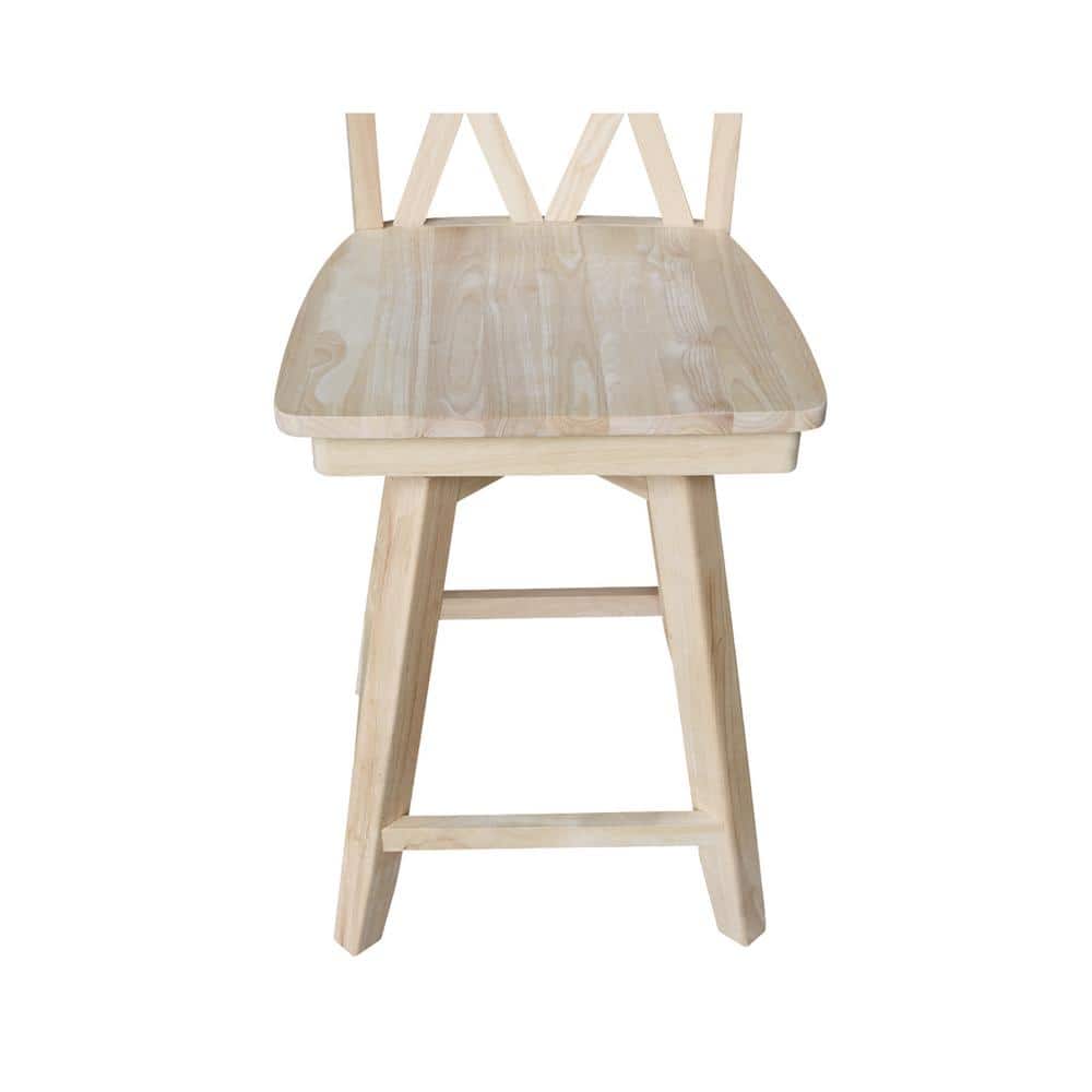 24" Unfinished Double X Back Swivel Wood Counter Stool