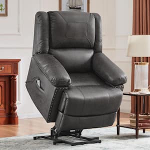 37 in. Gray Power Lift Chair with Adjustable Massage Function Recliner Chair with Heating System for Living Room