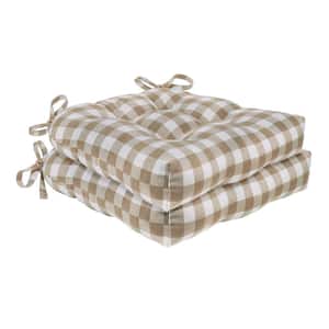 Buffalo Check Taupe Checkered Tufted Seat Cushion Chair Pad (Set of 2)