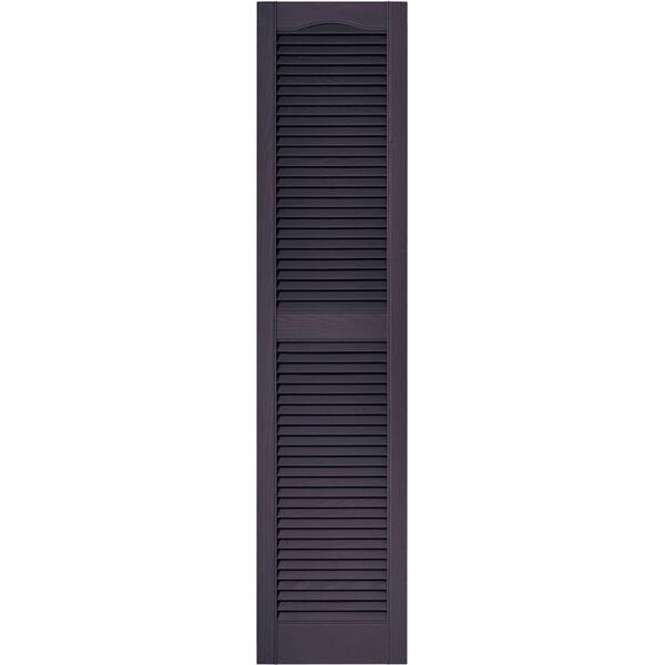 Builders Edge 15 in. x 64 in. Louvered Vinyl Exterior Shutters Pair in #285 Plum