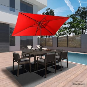 10 ft. Aluminum Market Features UV Resistant Patio Umbrella with Tilt and Crank（Red）