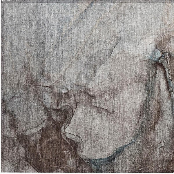 Taupe 2 ft. x 3 ft. Woven Abstract Polyester Rectangle Indoor/Outdoor Area Rug