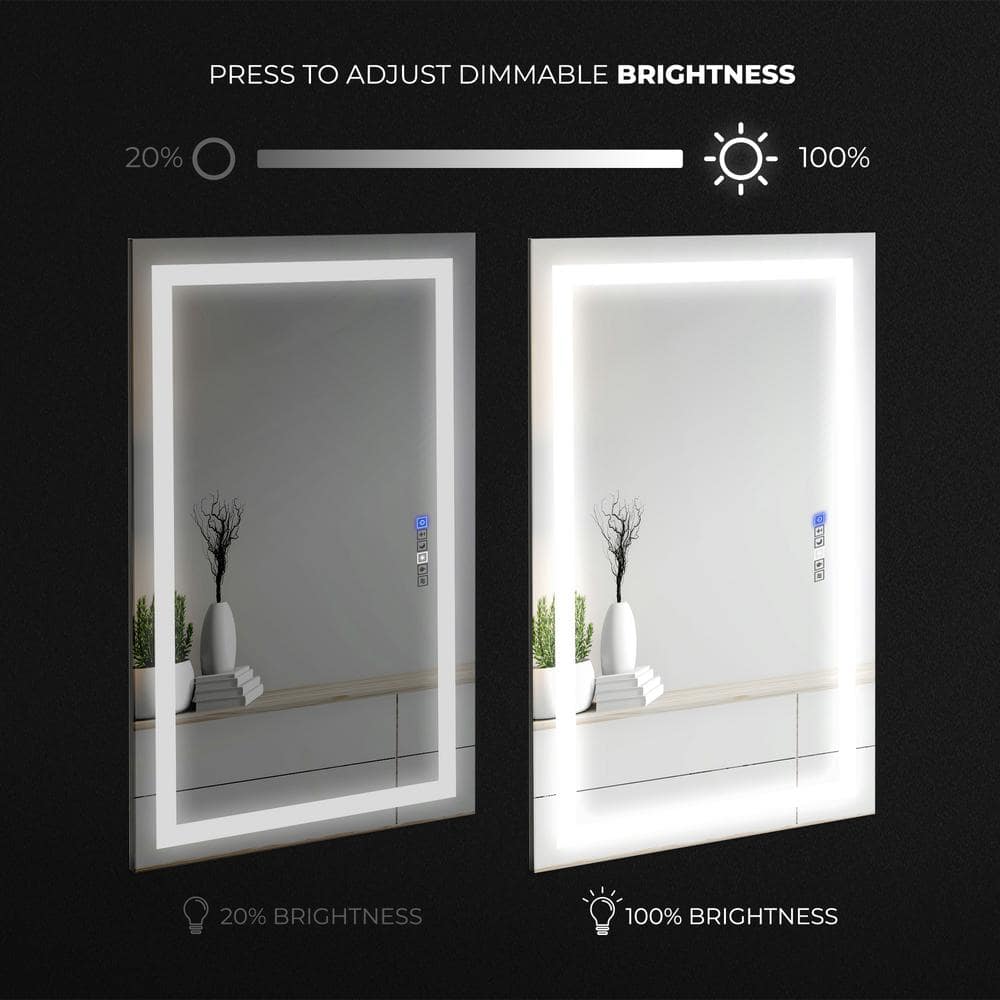 Sleek 60'' Frameless LED Lighted Full-Length Mirror with Touch Dimmer