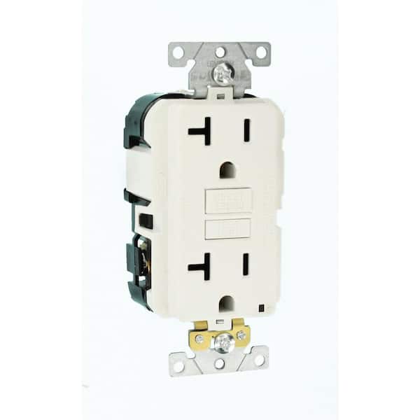 20 Amp Lev-Lok Modular Wiring Device SmartlockPro Industrial Grade GFCI Outlet, White MGFN2-W