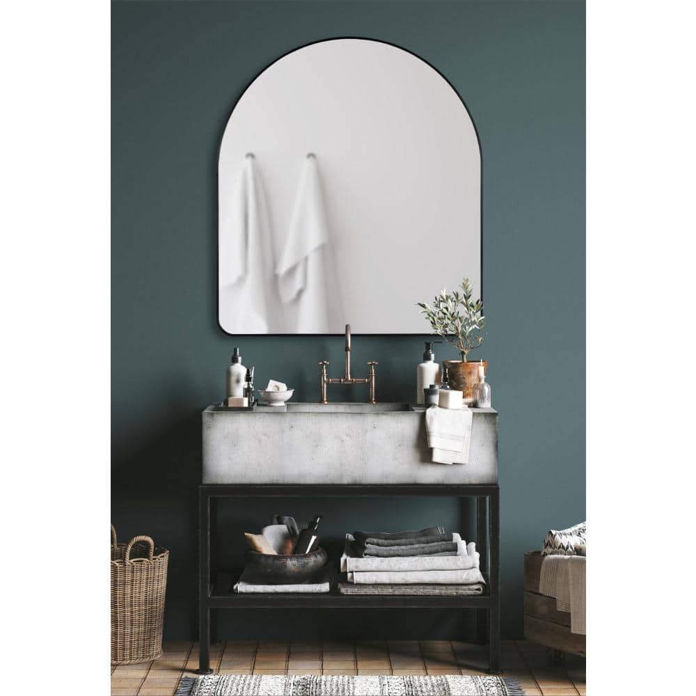 Zayda Black Aluminum Arched Full-Length Mirror