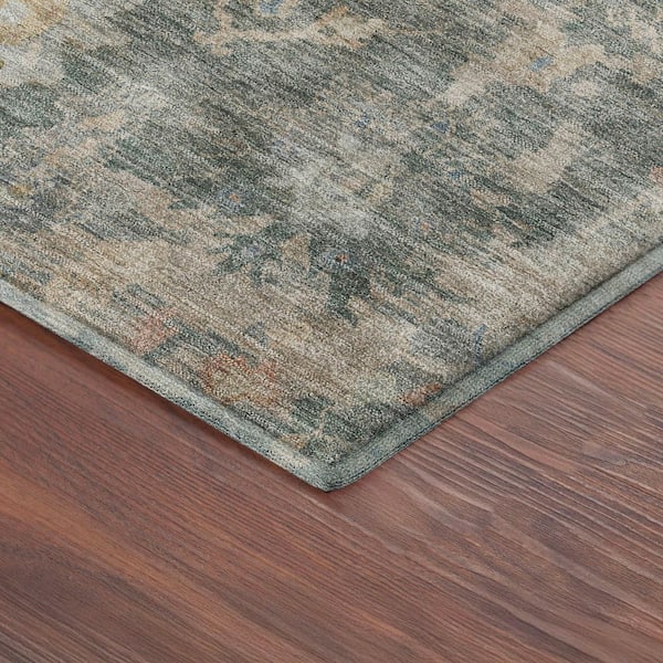 Mayfield Premium Machine Washable Abstract AMF2355 Basil 8 ft. x 10 ft. Area Rug