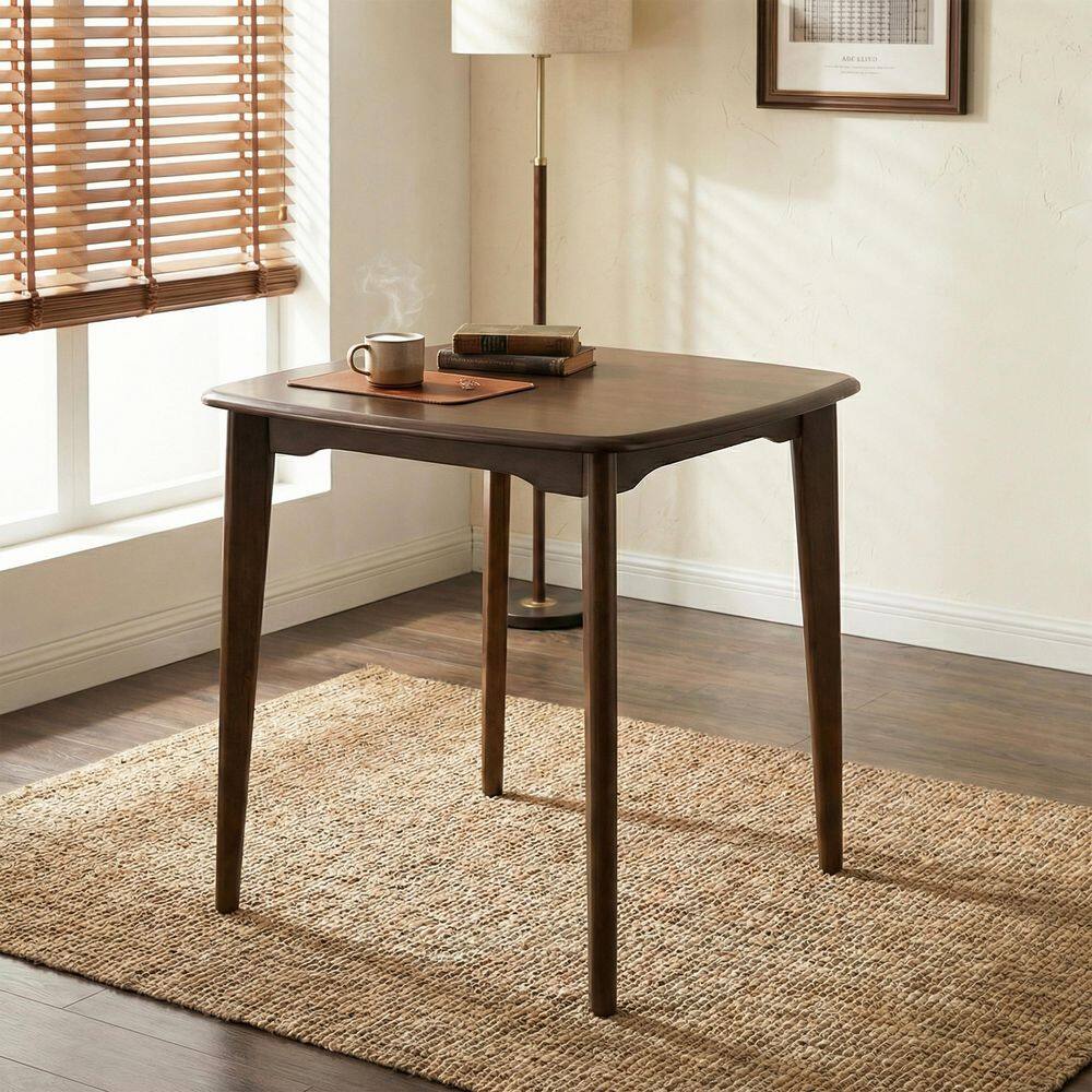 Torvella Modern 37 in. H Walnut Finish Square Solid Wood 4 Legs Dining Table Counter Table, Seats 4