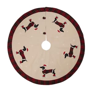 48 in. D Fabric Christmas Tree Skirt - Dachshund