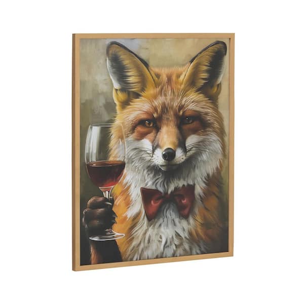 Kate and Laurel Gallery Traditional Fox Wine Tasting by The Creative Bunch Studio Gold Framed Art Print 16 in. x 20 in.