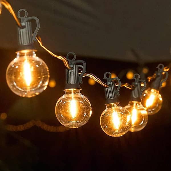 50 Light 100 ft. Black Outdoor Hardwired Patio String Light With Edison G40 LED included