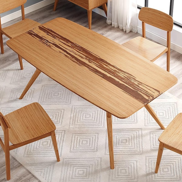 Sarah Natural Bamboo 36 in. 4 Legs Dining Table Seats 6 SRH008GD