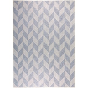 Patio Country Calla Blue/Gray 9 ft. x 12 ft. Geometric Indoor/Outdoor Area Rug