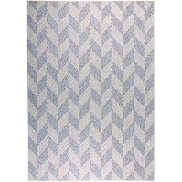 Patio Country Calla Blue/Gray 5 ft. x 7 ft. Geometric Indoor/Outdoor Area Rug