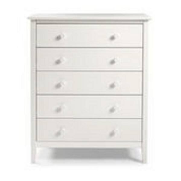 Jushua Simplicity Wood 5-Drawer White Chest