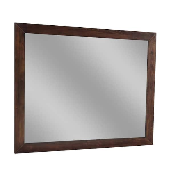 Brown 50 in. W x 42 in. H Modern Square Wood Dresser Mirror