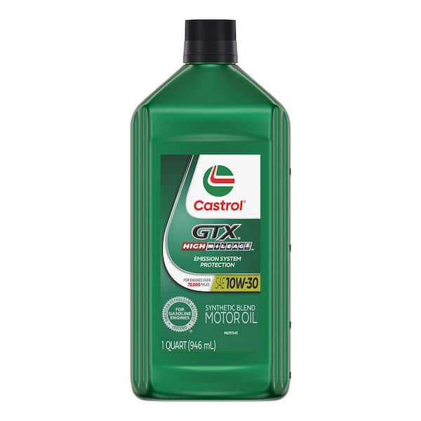 CASTROL GTX High Mileage 10W-30 Synthetic Blend Motor Oil, 1 Qt