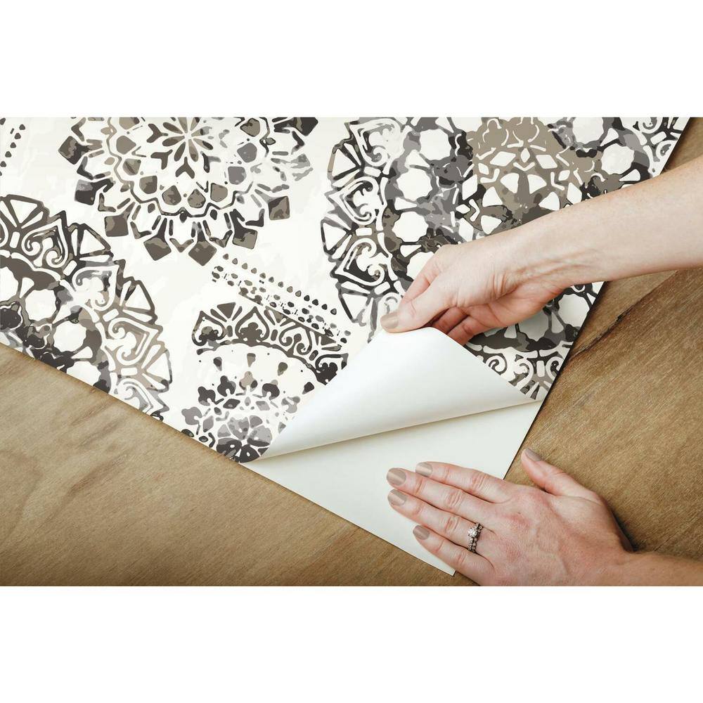 Black and White Bohemian Medallion Peel and Stick Wallpaper