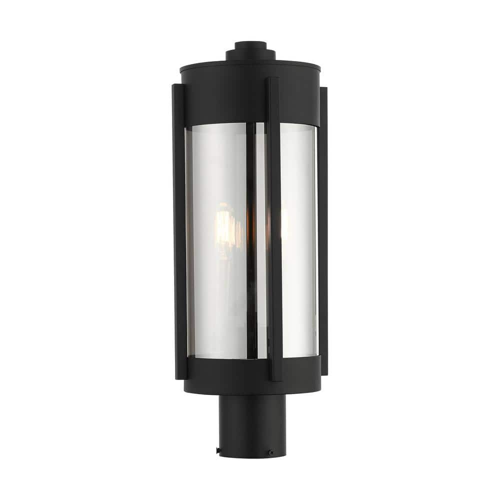 Livex Lighting Sheridan 2 Light Black with Brushed Nickel Candles Outdoor Post Top Lantern