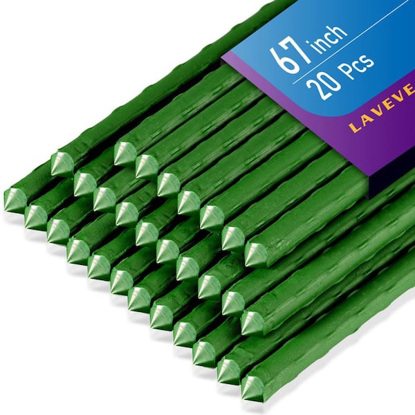 67 in. Garden Stakes, Steel Tomato Stake, Support for Securing Trees, Climbing Plants, Cucumber, Beans (20-Pack)