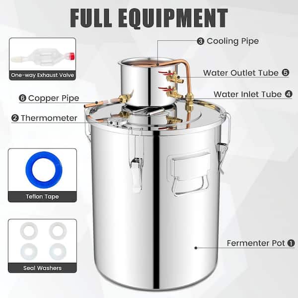 10 gal. 40L Silver Home Water Distiller for DIY Whisky with 2