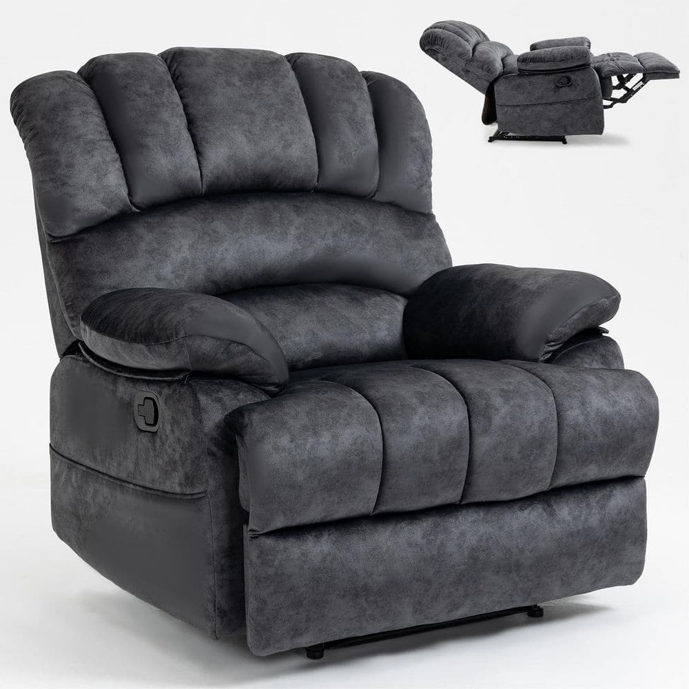 Gray Large Manual Recliner Chair in Fabric for Living Room price history on PriceWatchPro