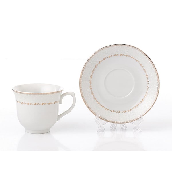 Lorren Home Trends 2 oz. Gold Espresso Set Porcelain (Set of 6) Isabella-6  - The Home Depot