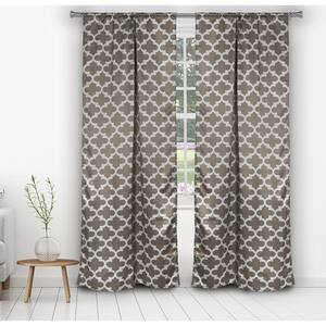 Geometric Grey Polyester Blackout Rod Pocket Window Curtain 38 in. W x 84 in. L (2-Pack)