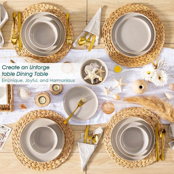 vancasso 18-Piece Gray Stoneware Dinnerware Set (Service for