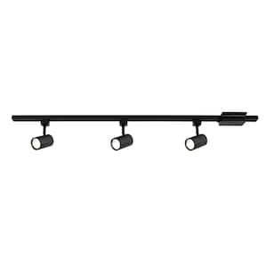 4 ft. 3-Light Black Integrated LED Linear Track Lighting Kit with Mini Cylinder Step Heads