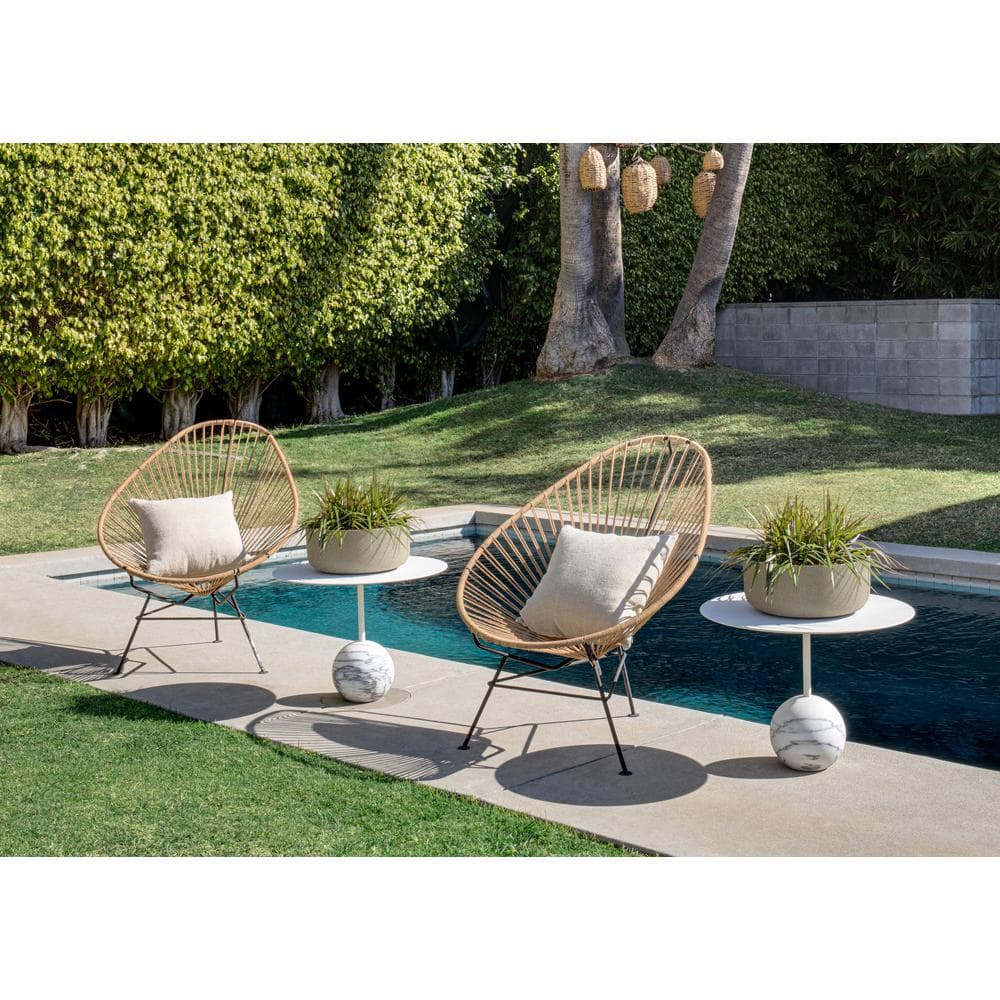 Sand 14-Inch Round Plastic-Stone Outdoor Planter